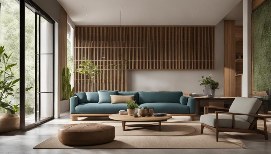Japandi style home featuring natural materials