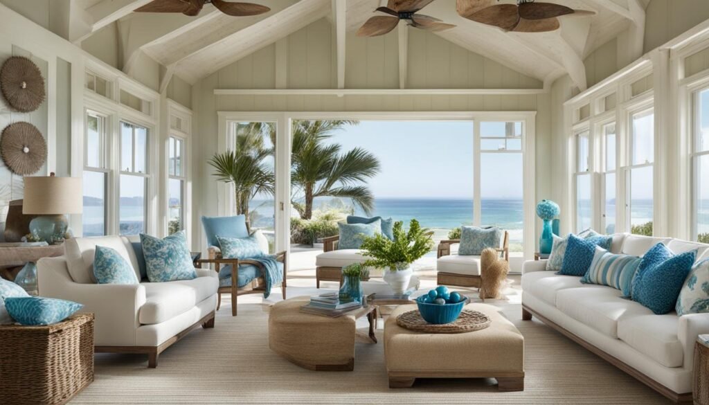 Light-filled coastal style home interior