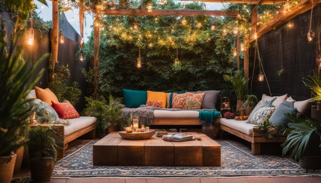 boho style outdoor area
