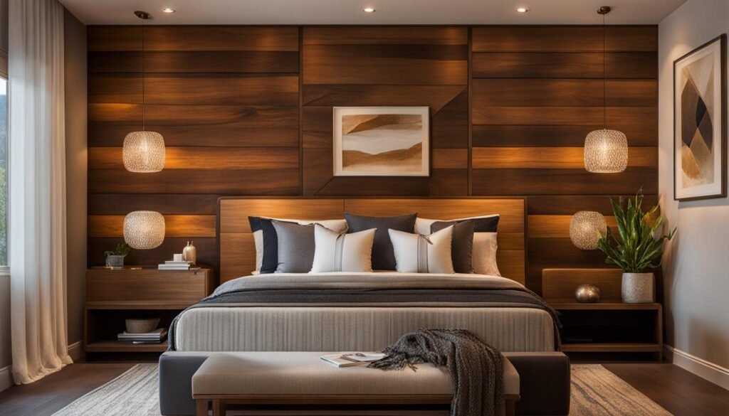 wood accent wall bedroom design