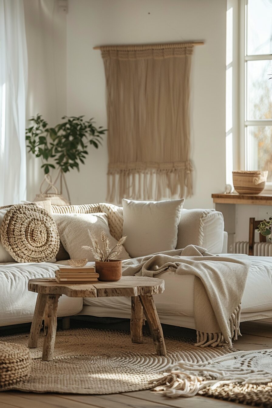 Image showcasing 29 Scandi Boho Decor Ideas For Your Home - My Elegant Home