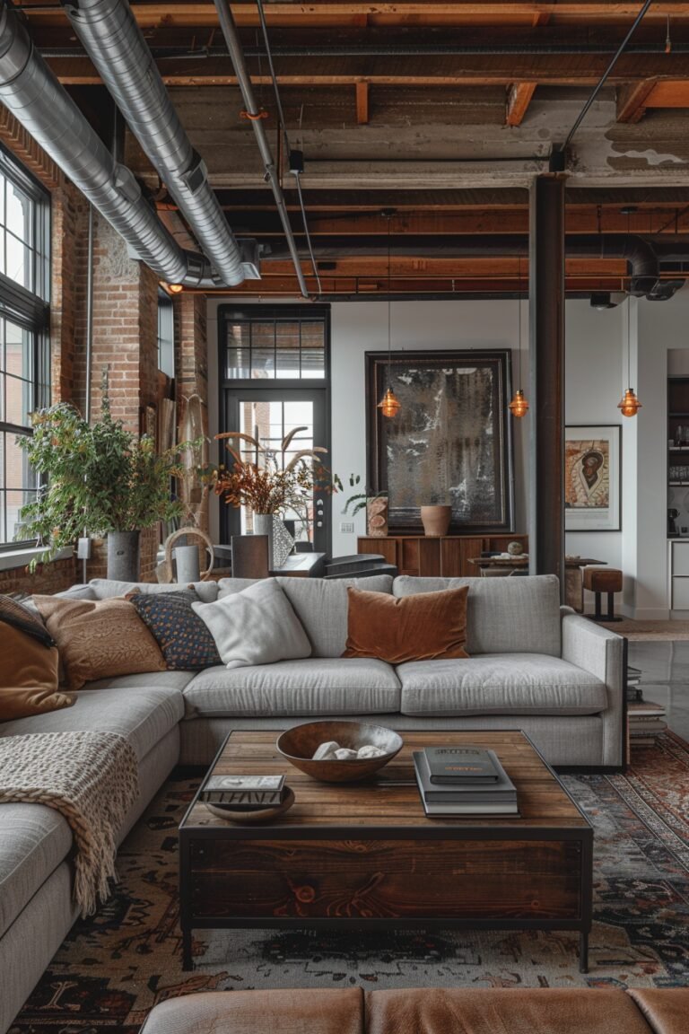 29 Industrial Living Room Ideas for a Stylish Home - My Elegant Home - Exposed Metal Beam Industrial Decor