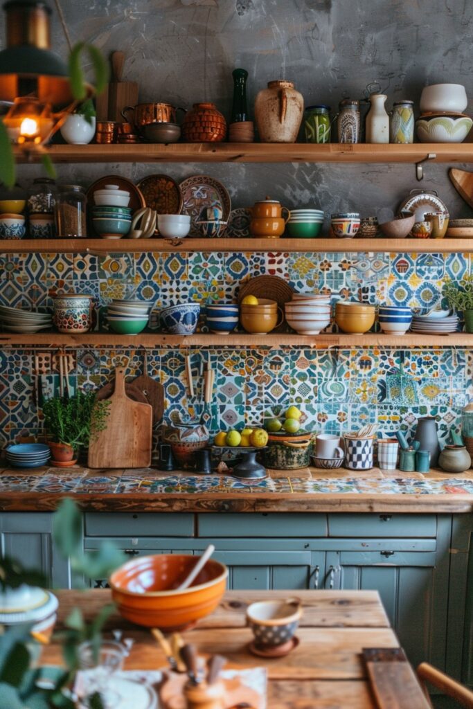 Open Shelving in Boho Kitchens