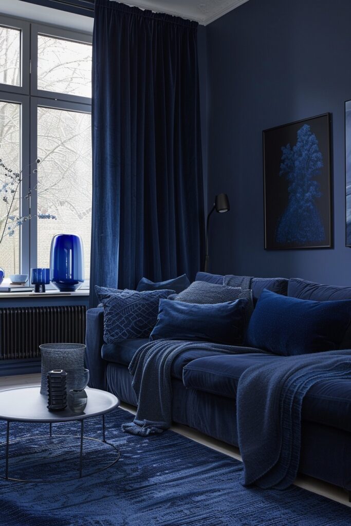 Deep Blue Contrasts with Dark Grey