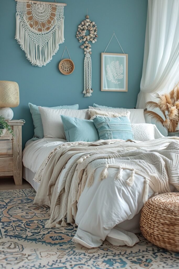 Seaside Serenity Blue Boho Bedroom