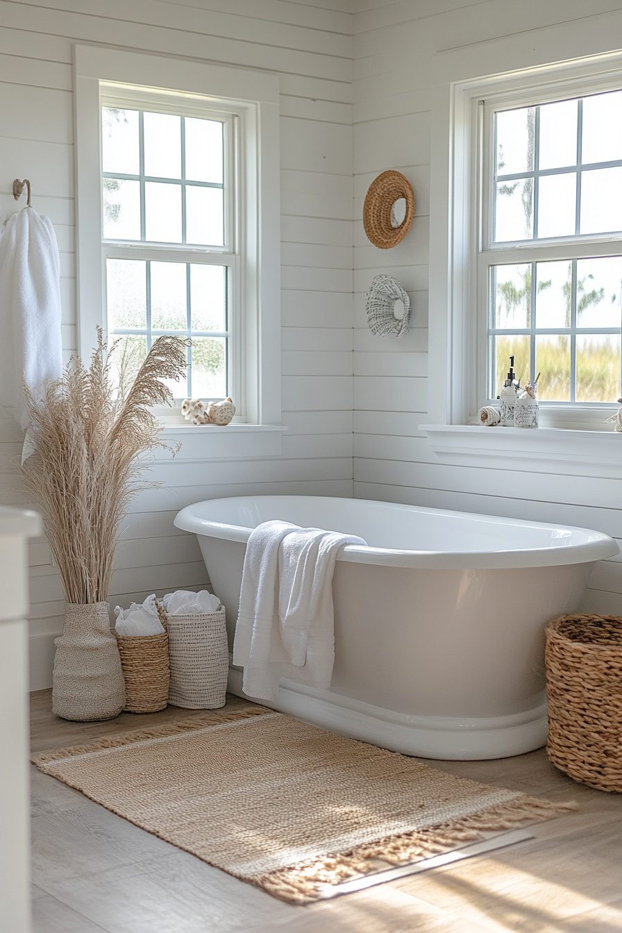 29 Coastal Farmhouse Bathroom Ideas That Blend Rustic Charm with ...