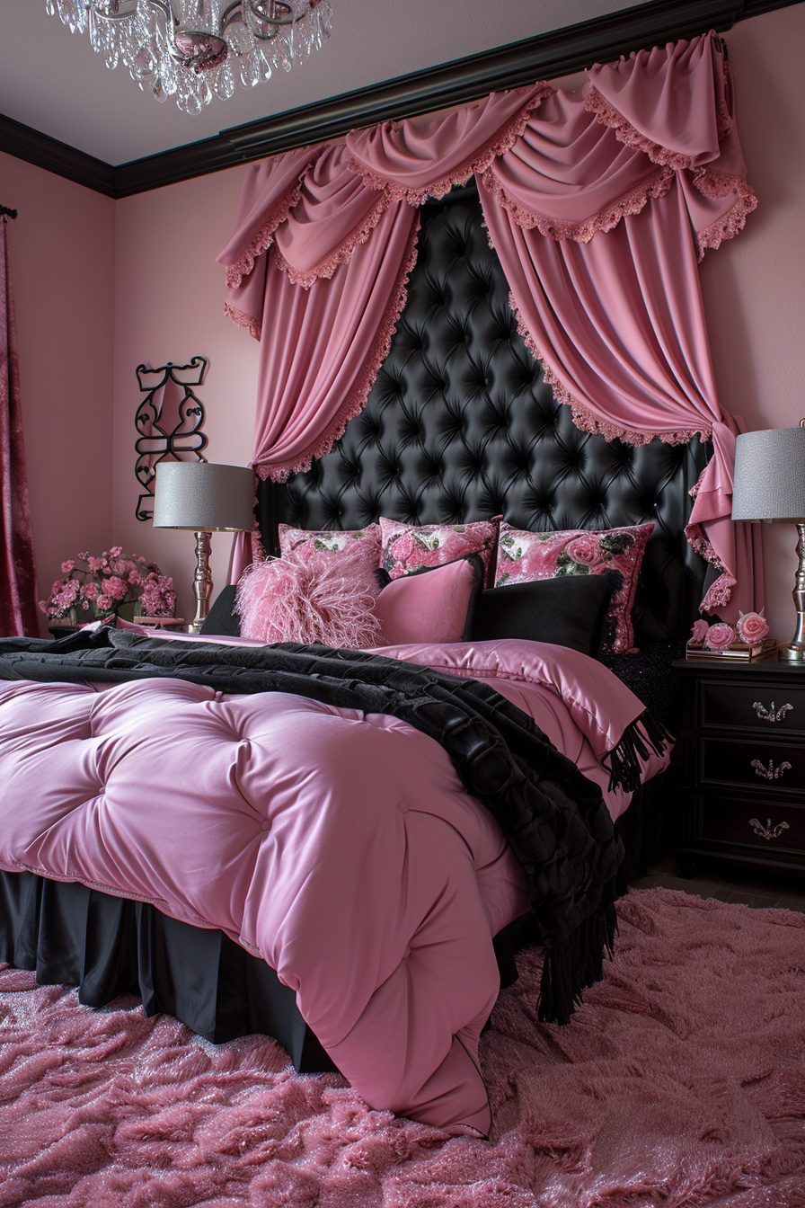29 Pink and Black Bedroom Ideas for a Perfect Balance of Soft and Edgy ...