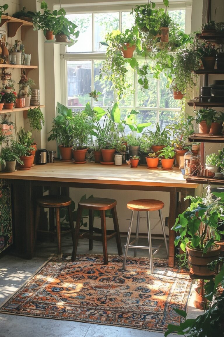 29 Modern Boho Kitchen Ideas to Blend Contemporary and Bohemian Styles ... - Urban Jungle Kitchen Renovation Inspiration
