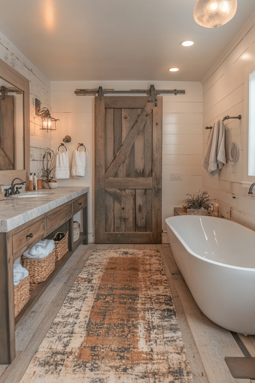 29 Farmhouse Style Bathroom Ideas That Highlight Natural Materials - My Elegant Home