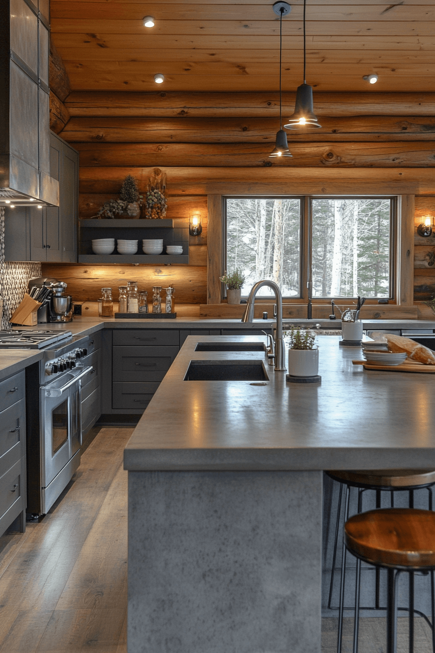 29 Log Home Kitchens to Enhance Your Home with Cozy Cabin Vibes - My ...