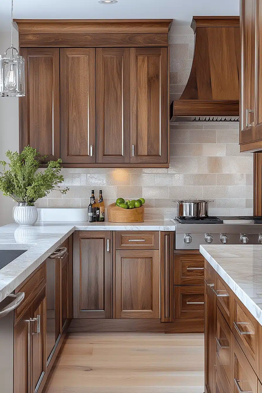 brown cabinets kitchen