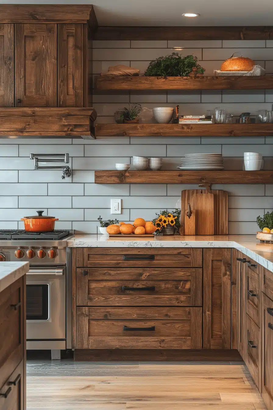 brown cabinets kitchen