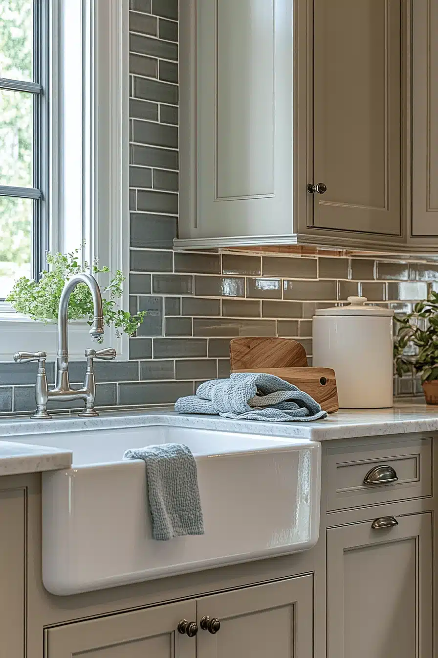 beige kitchen cabinets