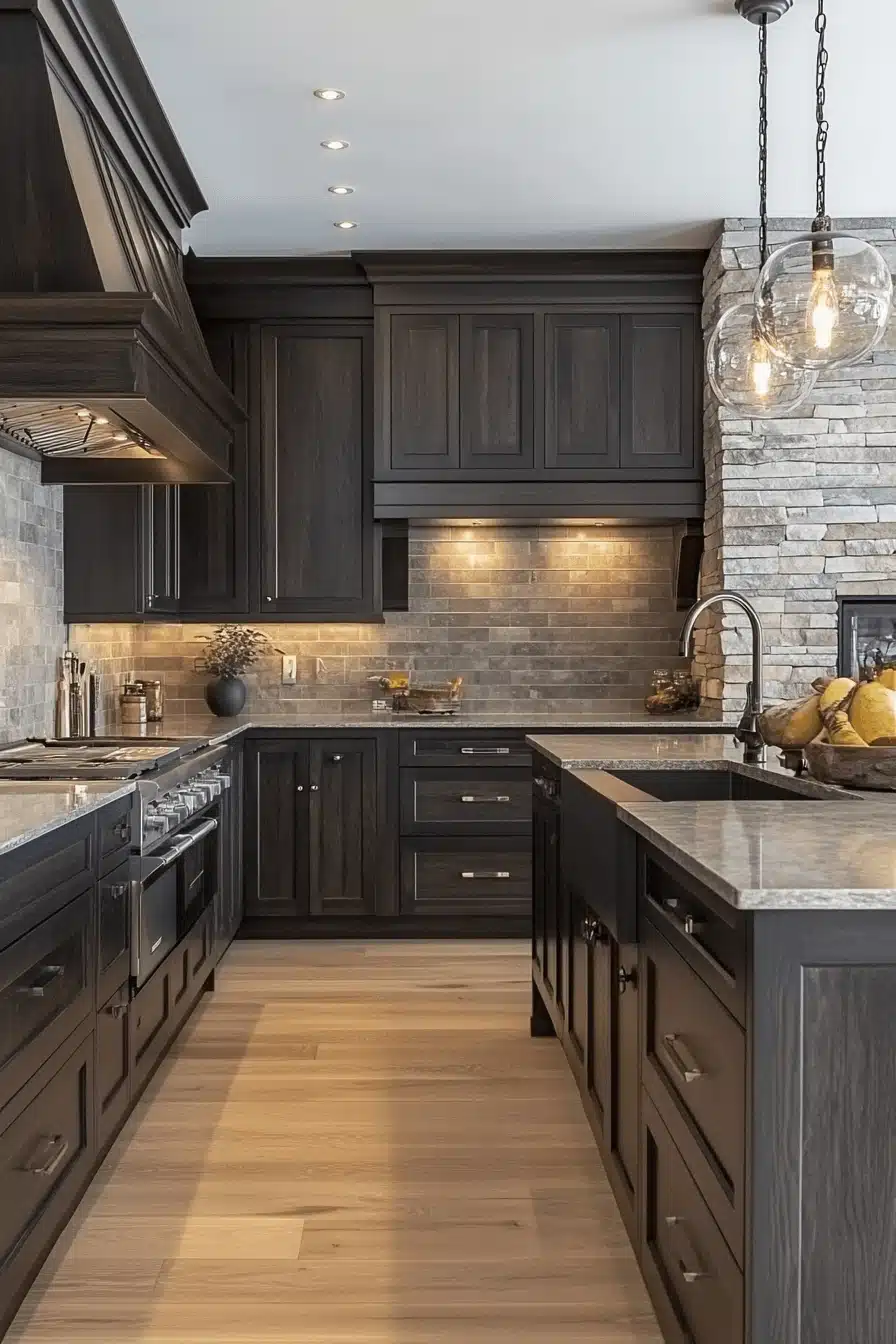 dark wood kitchen cabinets