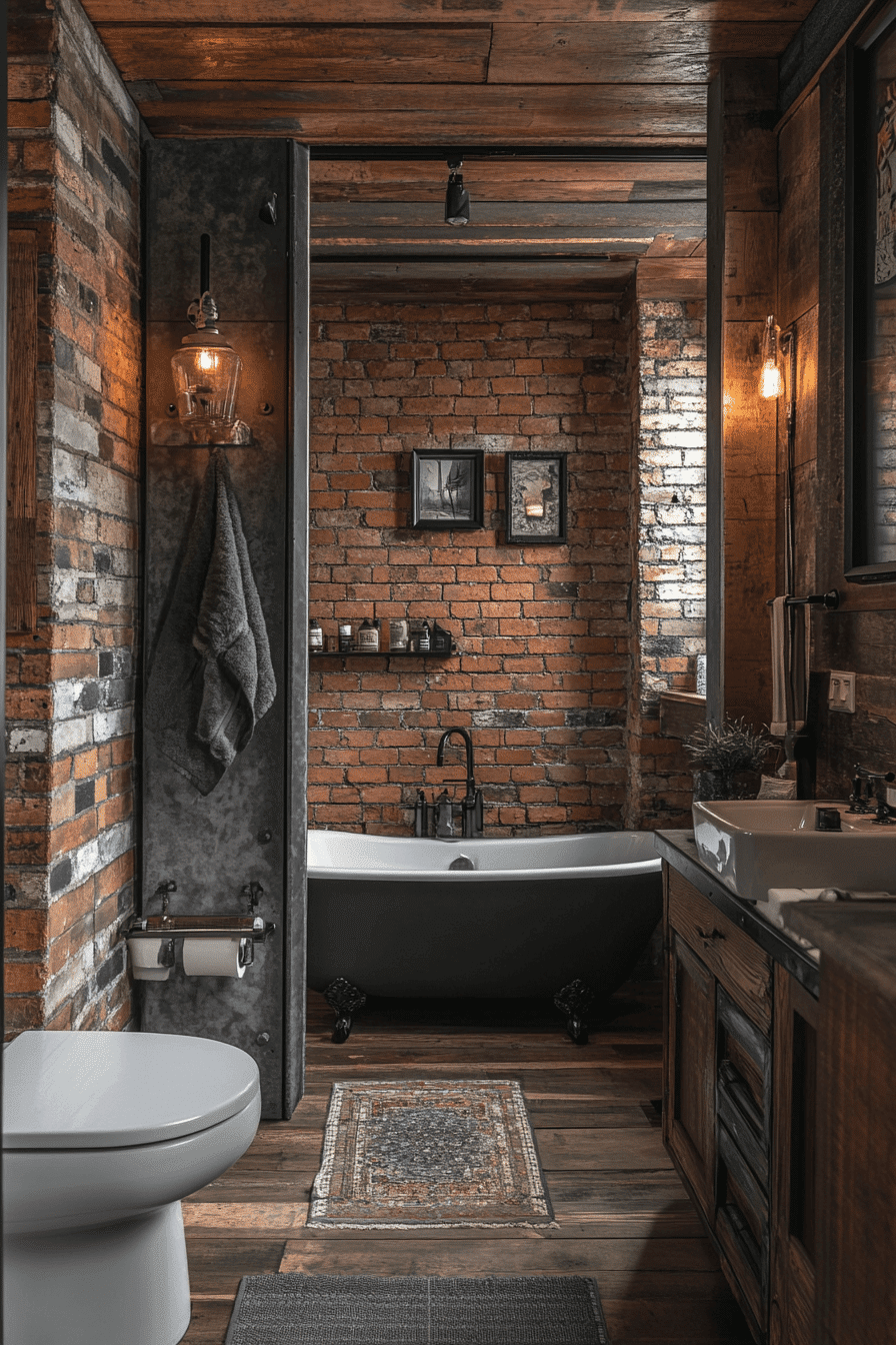 Rustic industrial bathroom