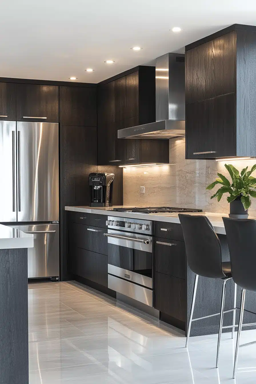 brown cabinets kitchen