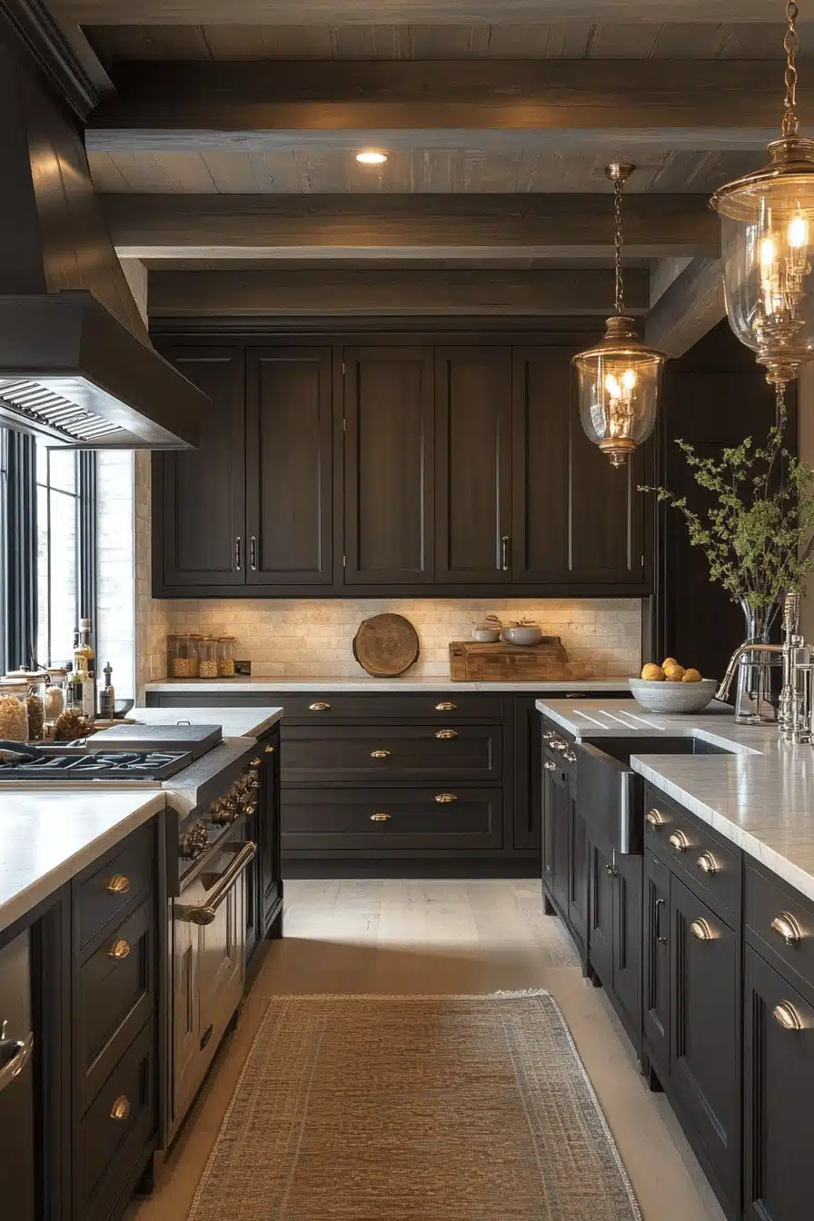 brown cabinets kitchen