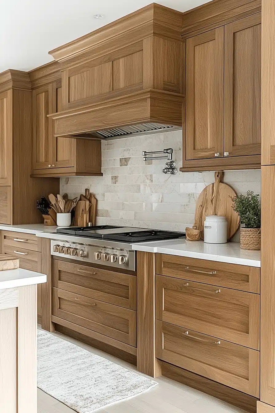 brown cabinets kitchen