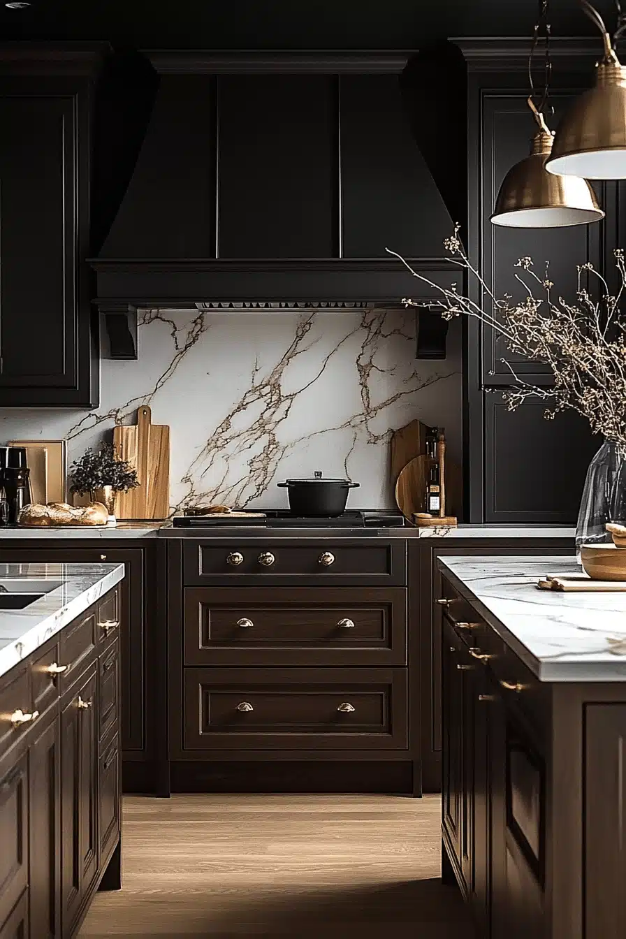 brown cabinets kitchen
