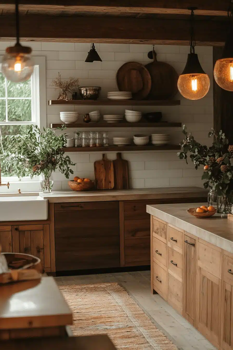 brown cabinets kitchen