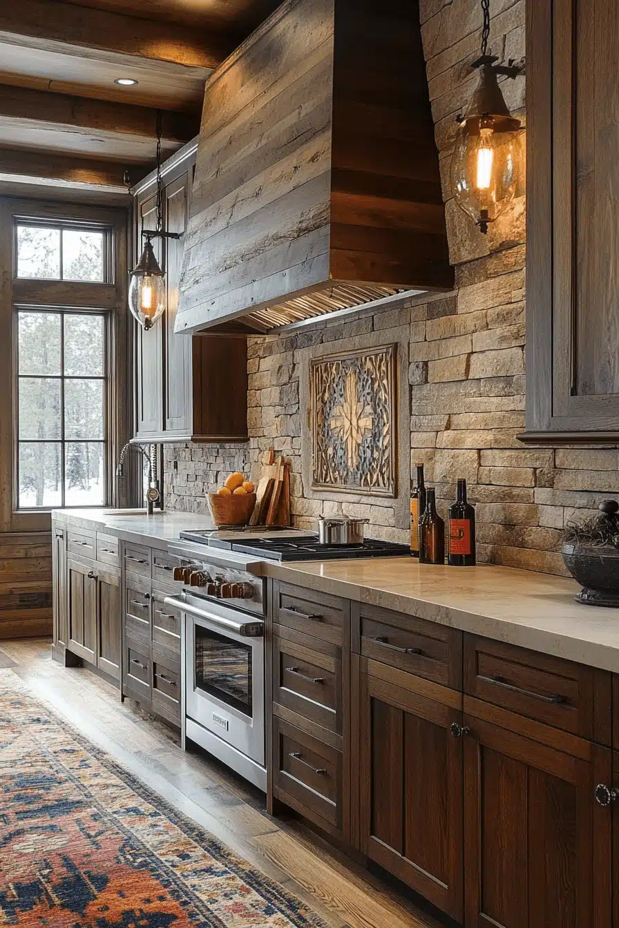 brown cabinets kitchen