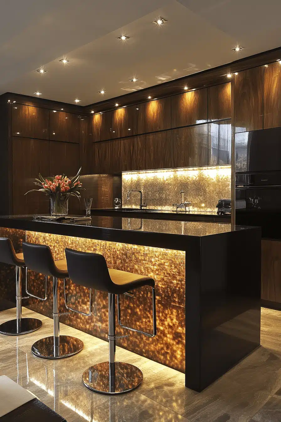 dark wood kitchen cabinets