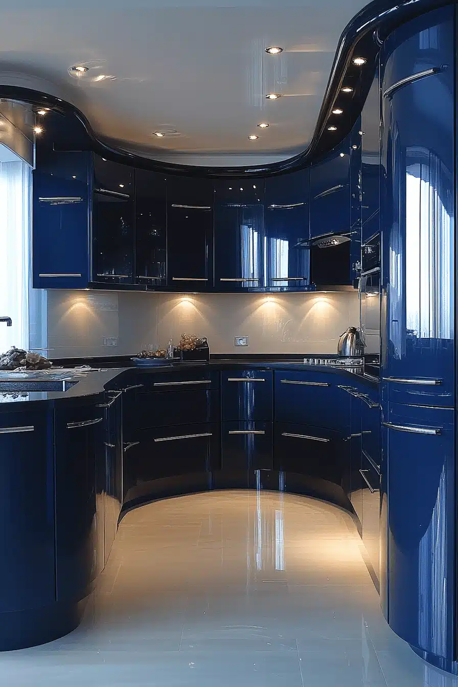 navy blue kitchen cabinets