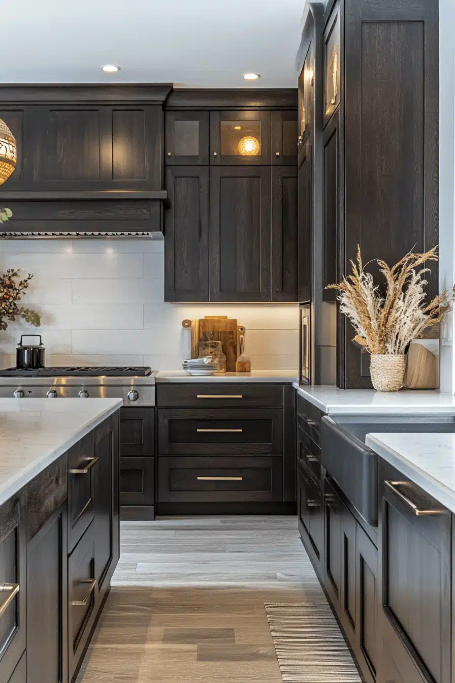 brown cabinets kitchen
