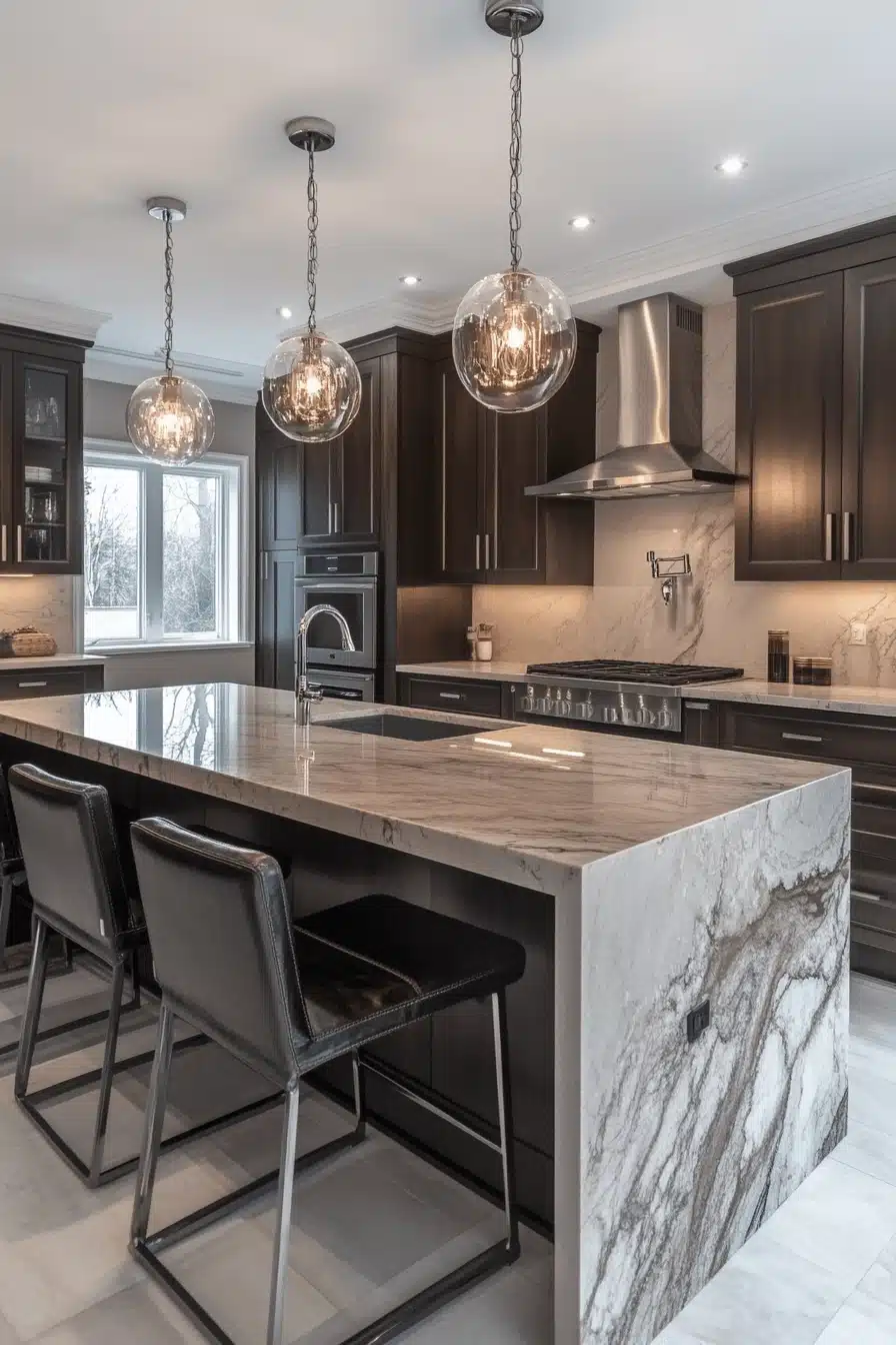 brown cabinets kitchen
