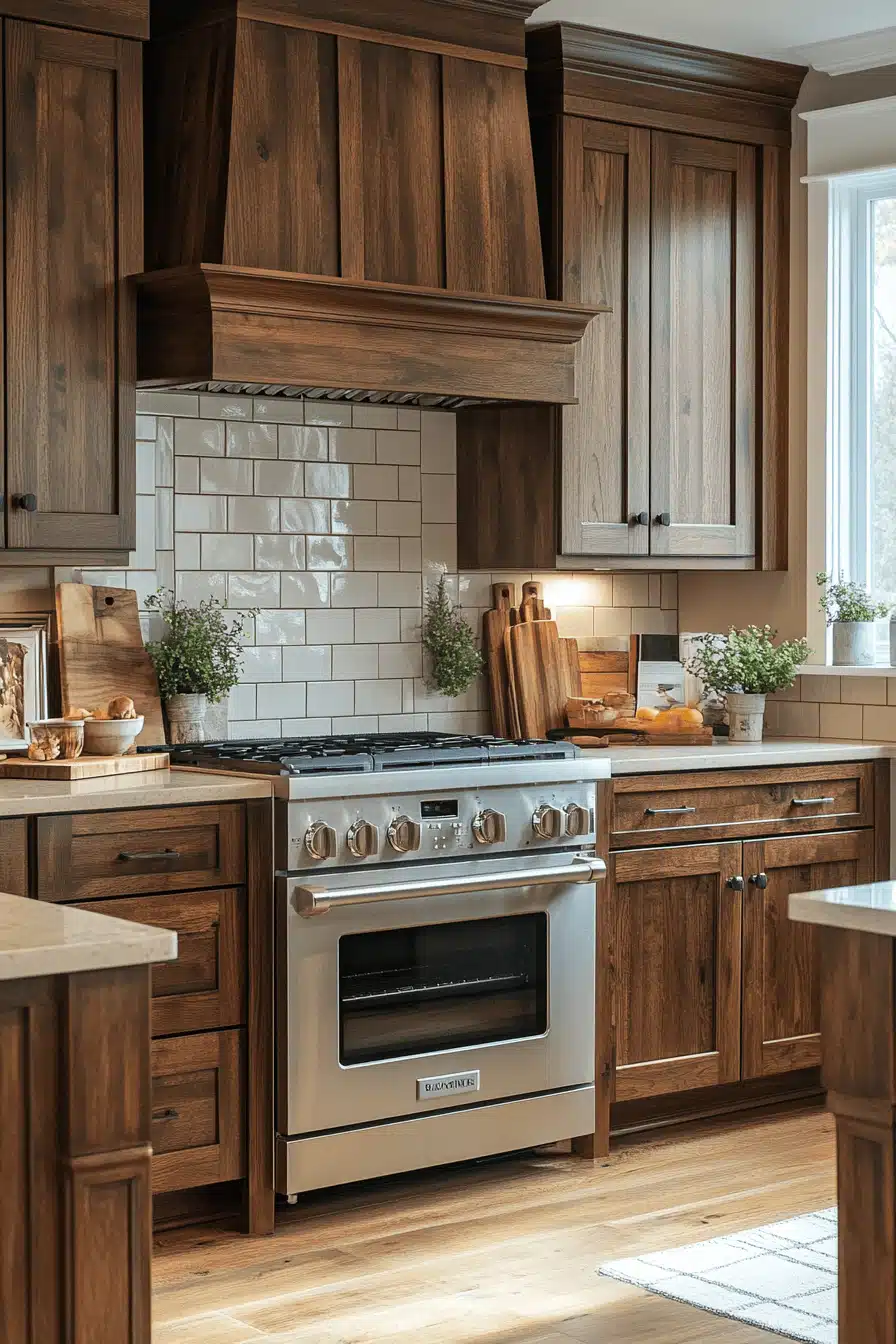 brown cabinets kitchen