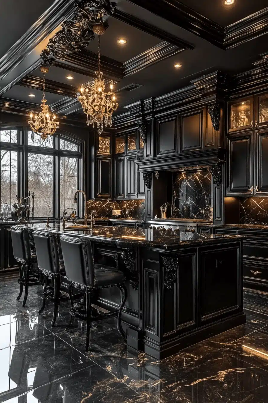 dark wood kitchen cabinets