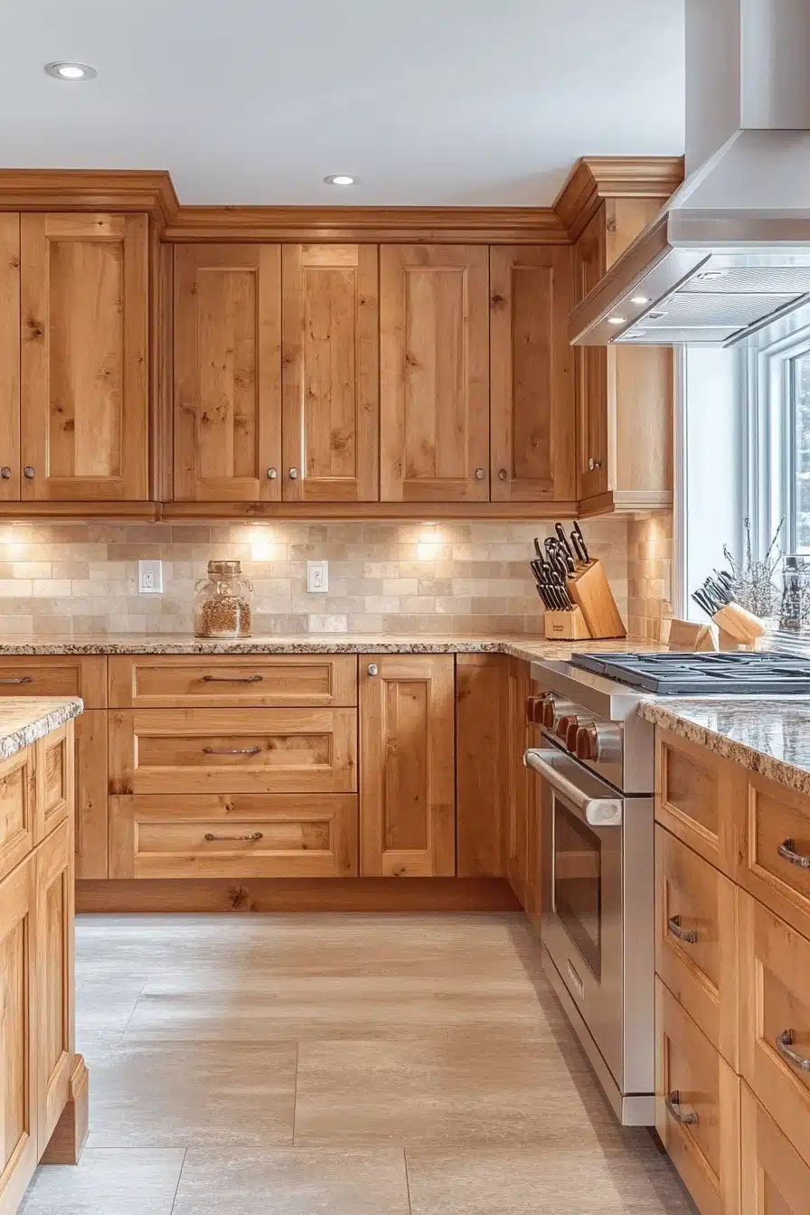 natural wood kitchen cabinets