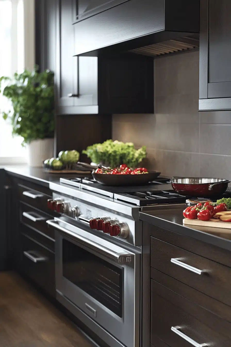 dark wood kitchen cabinets