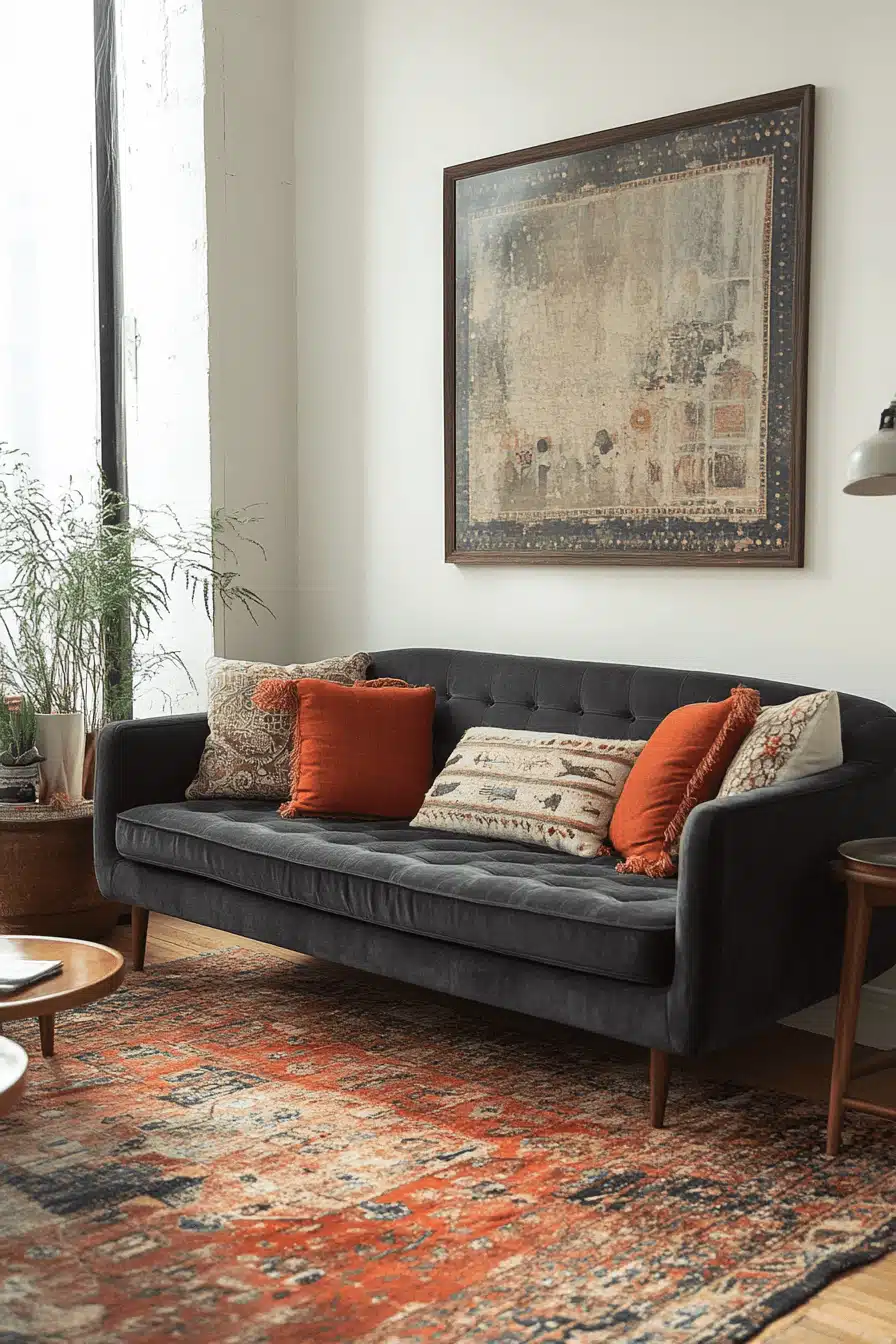 29 Charcoal Sofa Living Room Inspirations to Add Elegance and Warmth ...