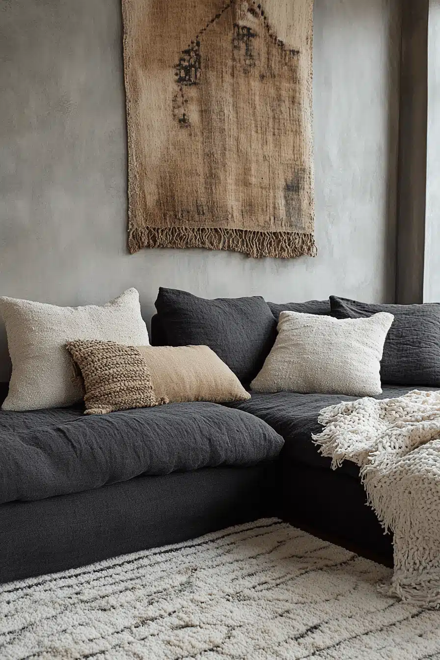 Charcoal sofa living room