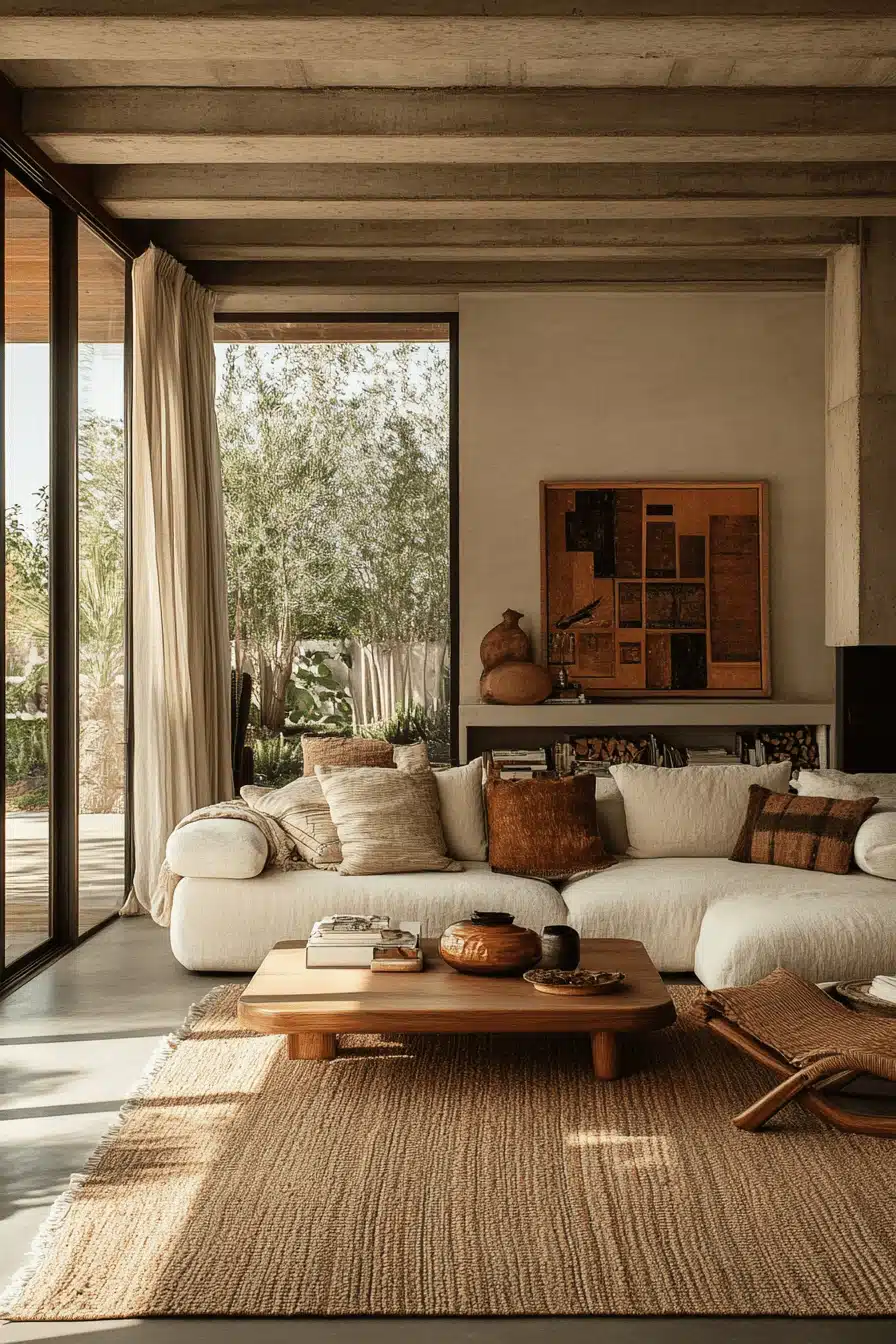 boho mid century modern living room