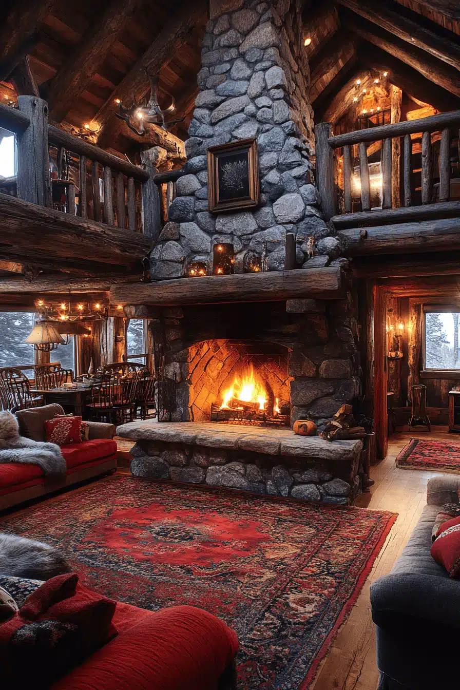 View of 29 Old Cabin Interior Living Room Themes That Celebrate Natural Living ...