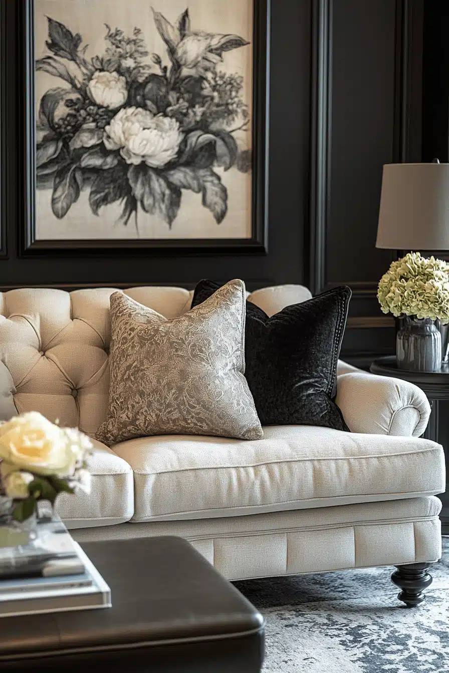 black living room decor
