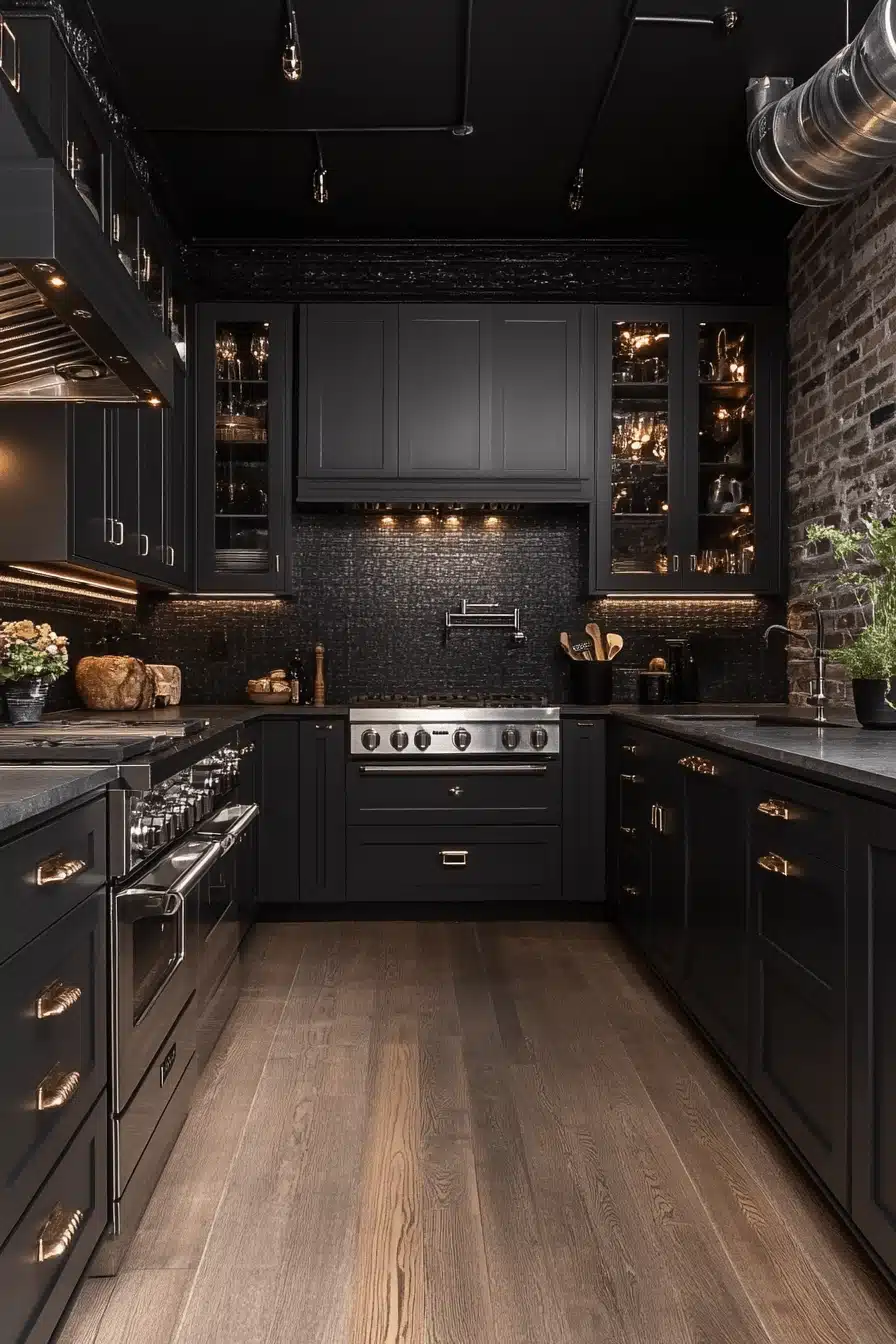 dark grey kitchen cabinets