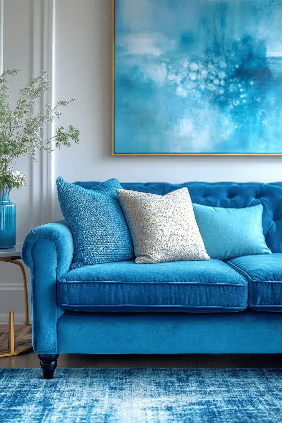 blue living room decor