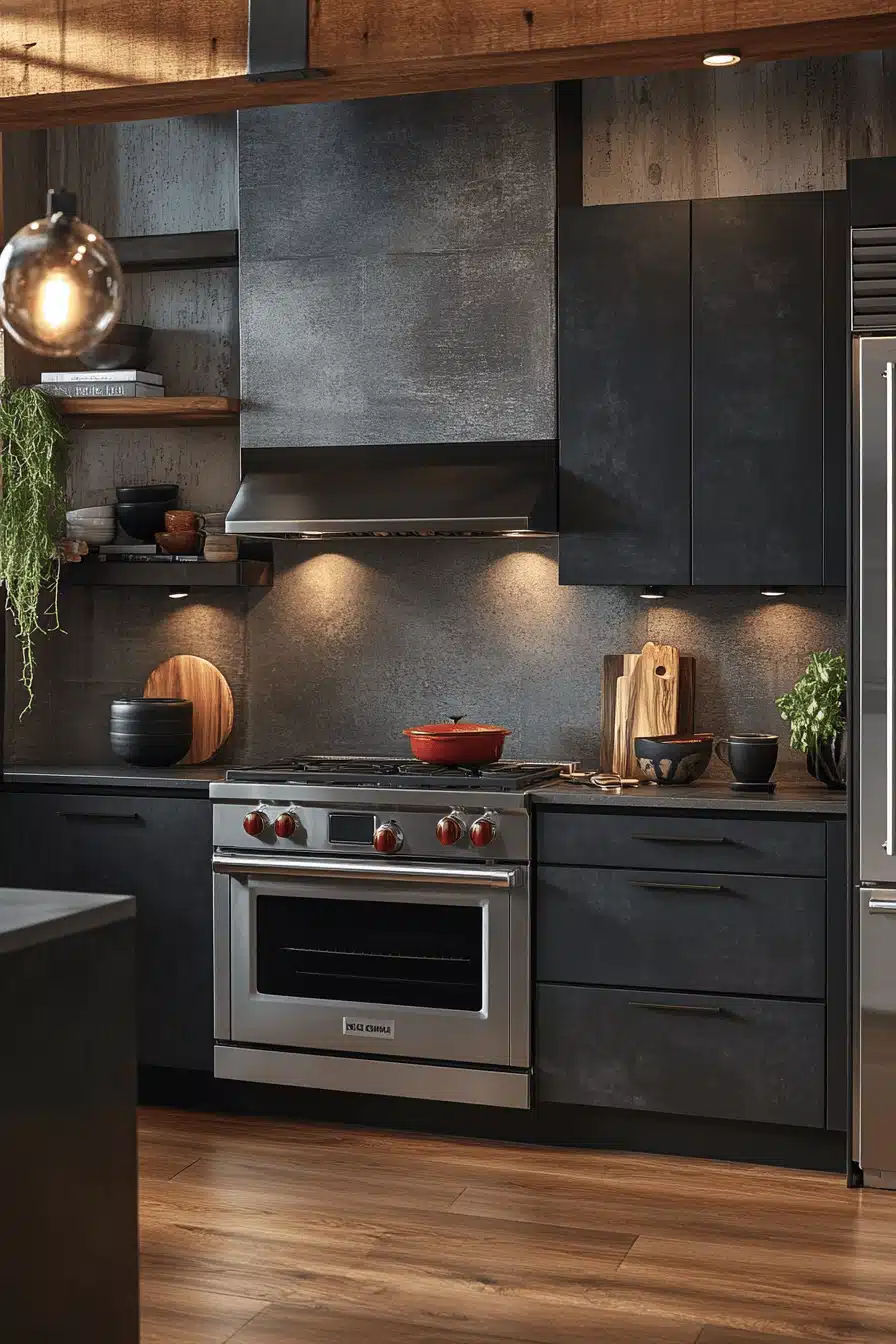 dark grey kitchen cabinets