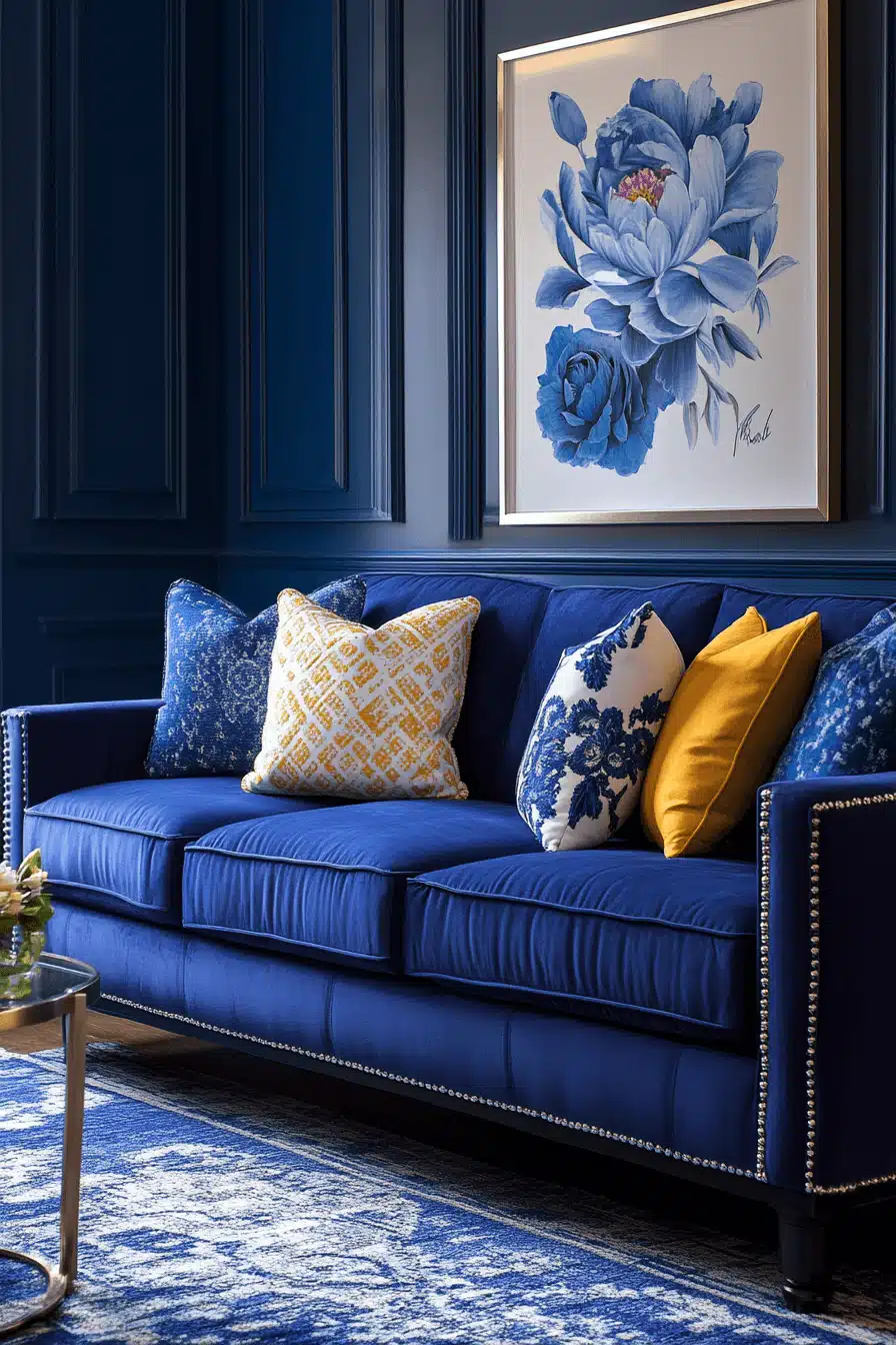 blue living room decor
