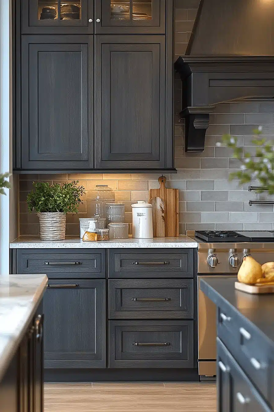 dark grey kitchen cabinets