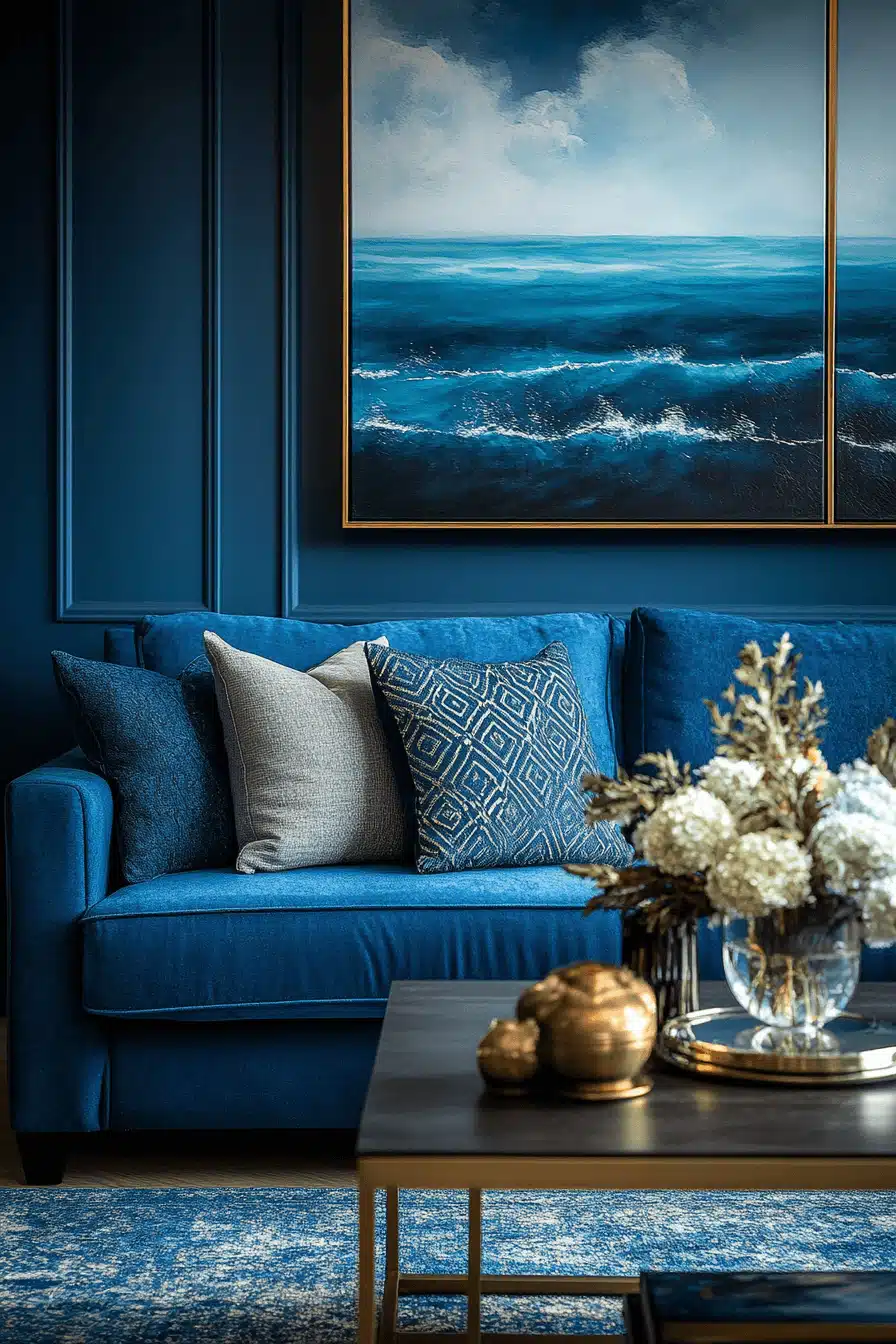 blue living room decor