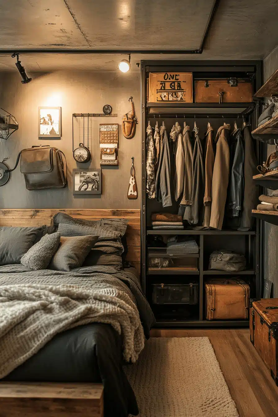 Stunning Urban Industrial Style Bedroom Decor image