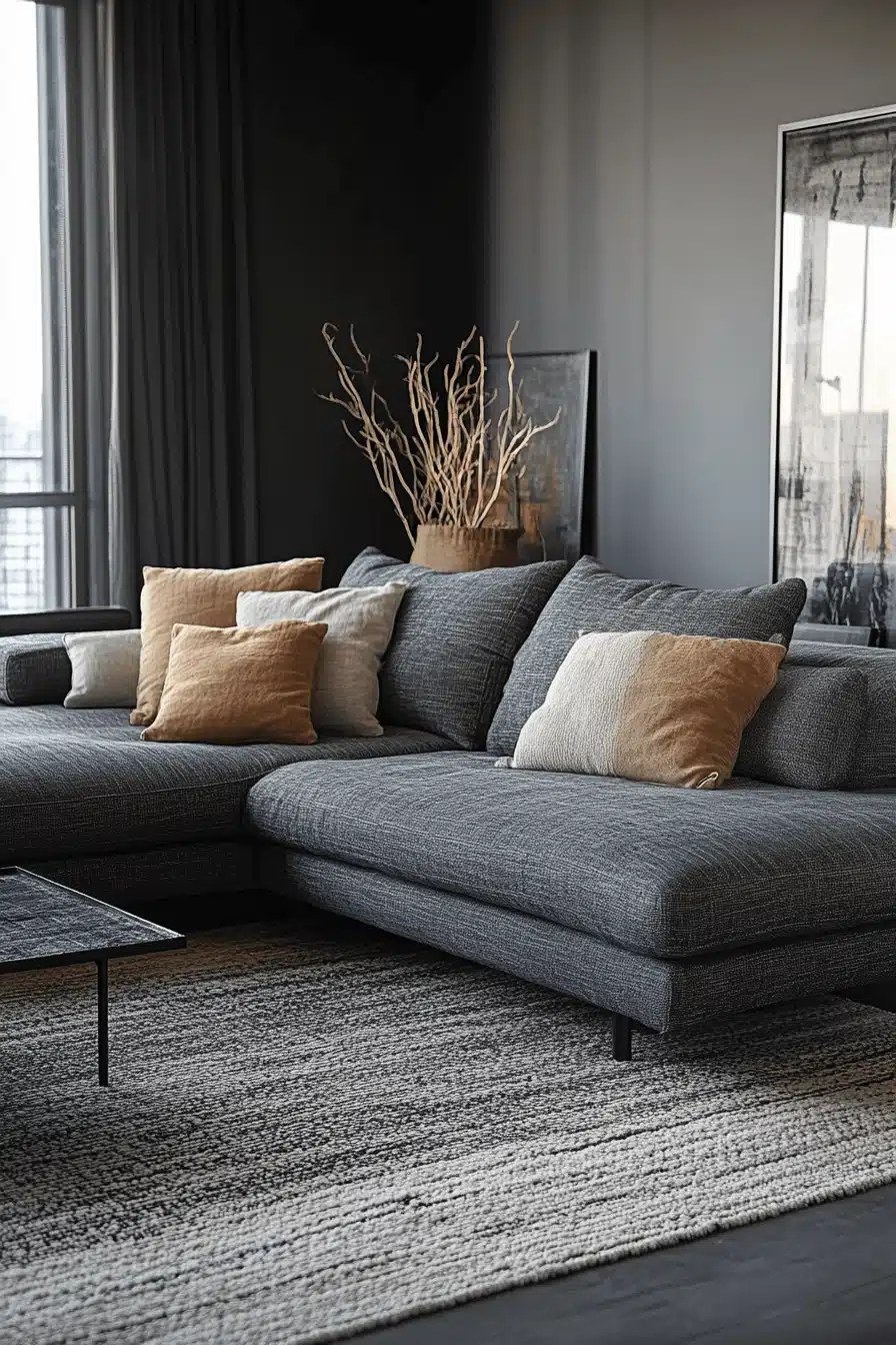 black living room decor