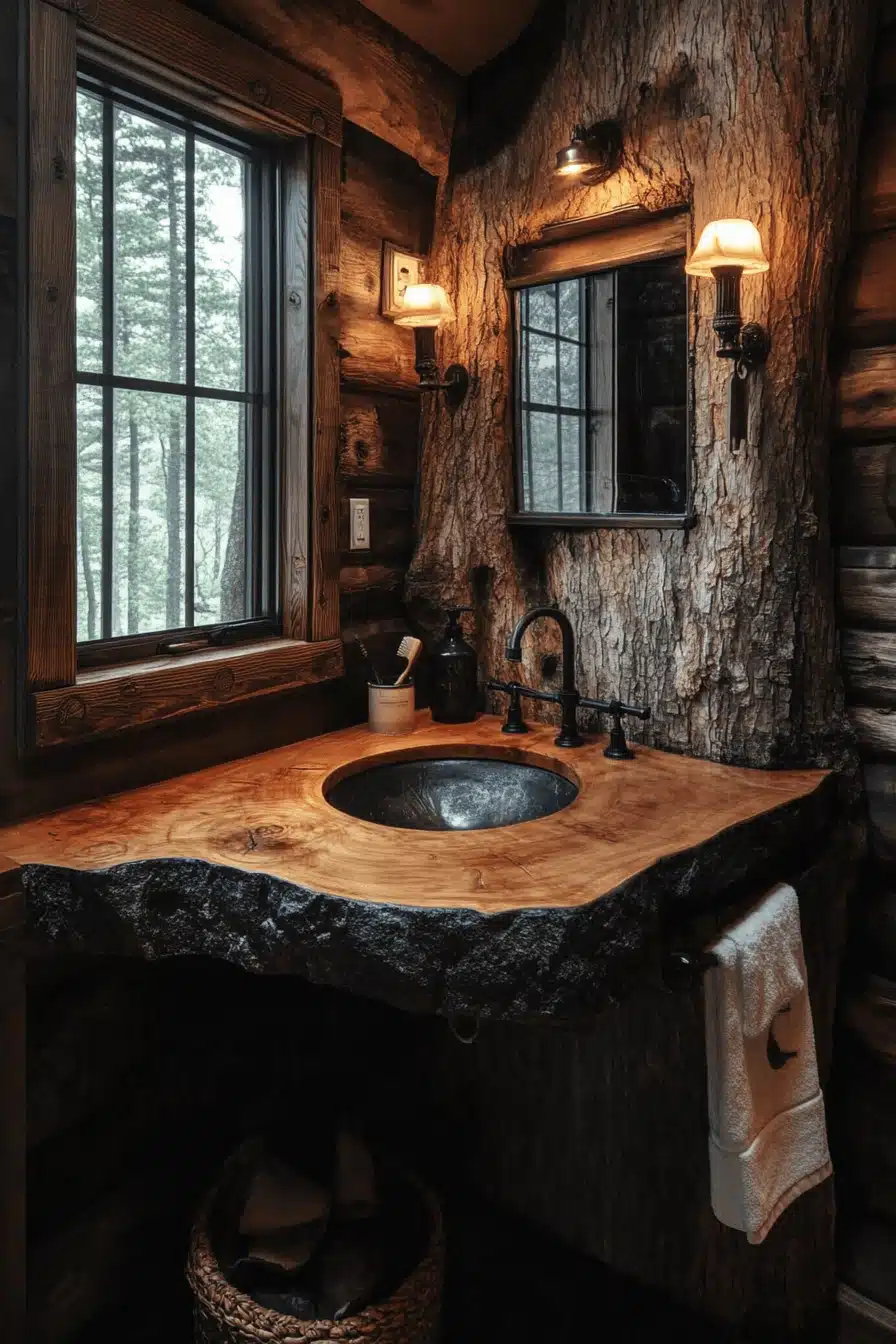 old cabin interior bathroom