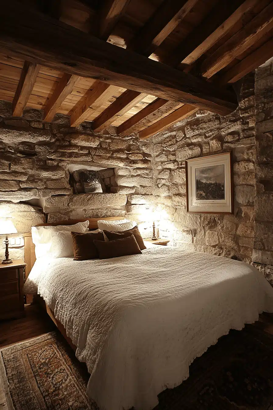 old cabin interior bedroom