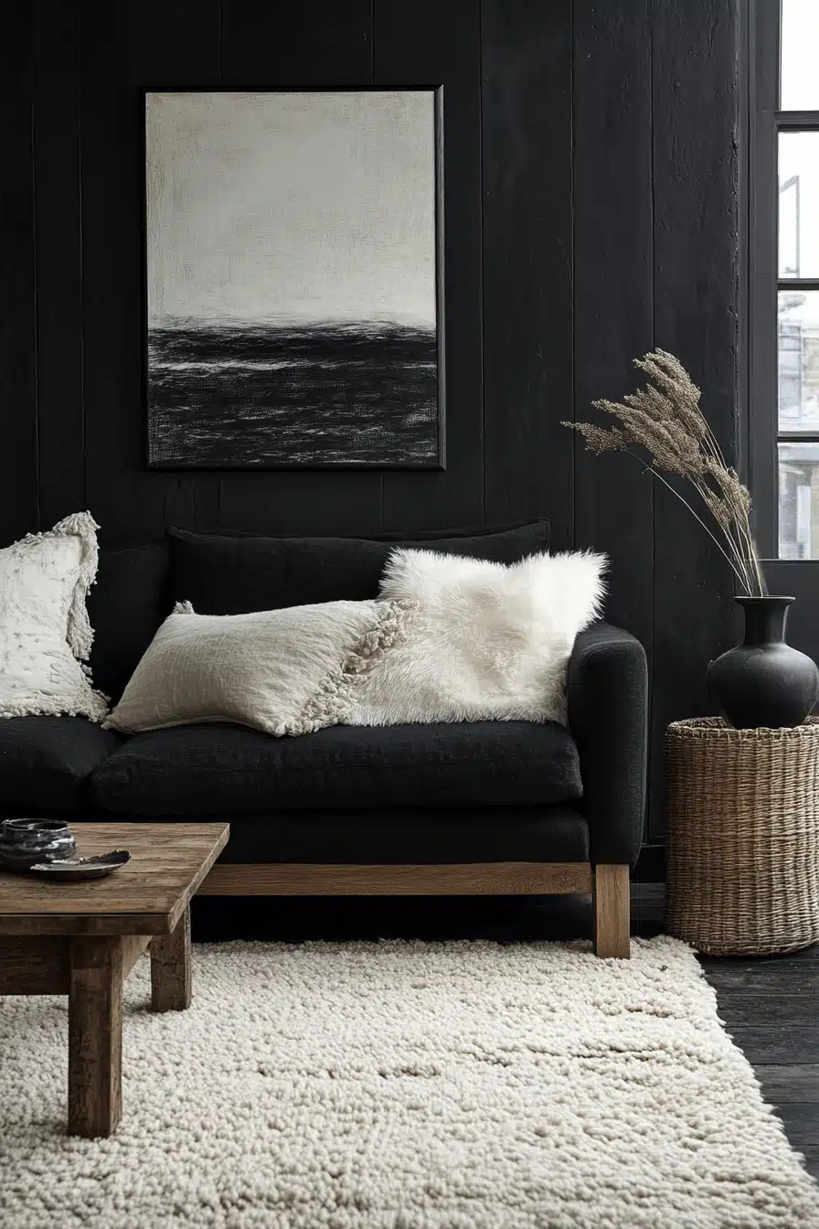 black living room decor