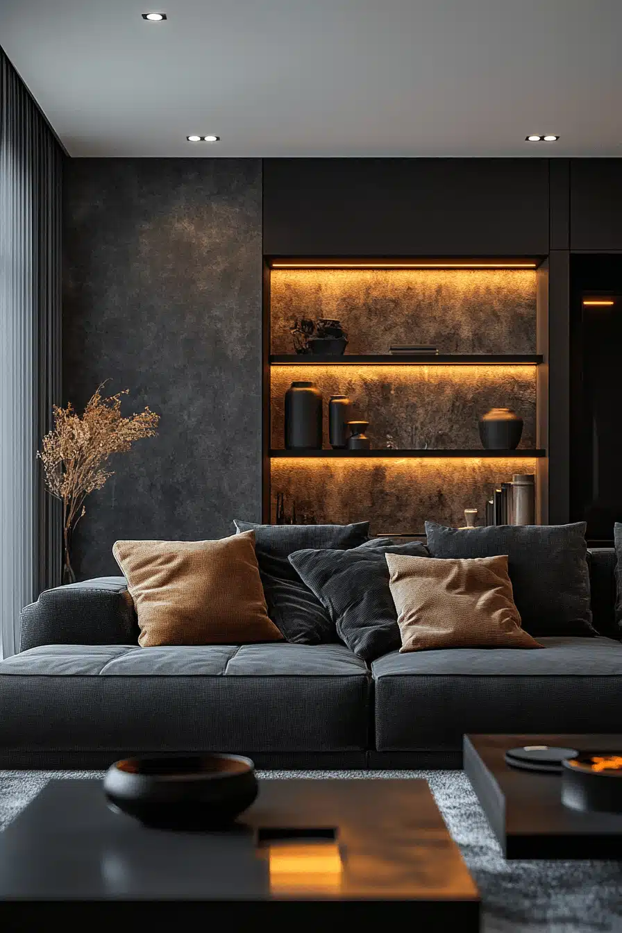 29 Black Living Room Decor Scenes That Are Both Striking And Serene 